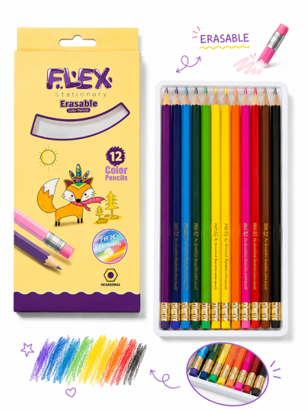 الوان خشب 12 لون طويل FLEX